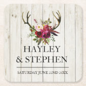 Onderzetters Antlers Rustiek hert huwelijksfeest (Voorkant)