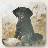 Onderzetters Black Lab Labrador Puppy Dog w Duck D (Voorkant)