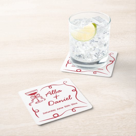 Onderzetters bruiloft grillige hand getekend geïll (Insitu)