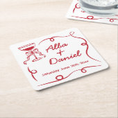 Onderzetters bruiloft grillige hand getekend geïll (Schuin)