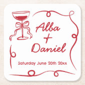 Onderzetters bruiloft grillige hand getekend geïll (Voorkant)