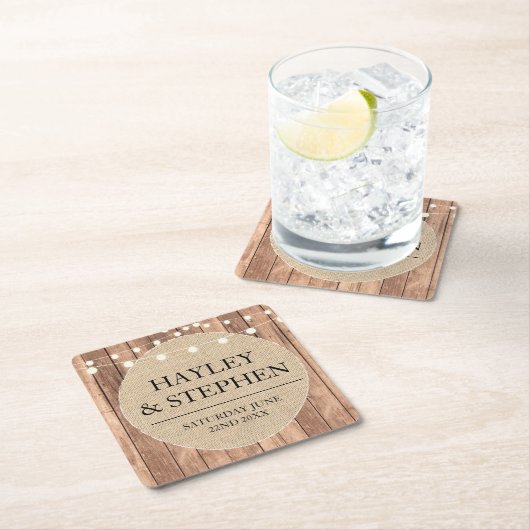 Onderzetters Burlap Lights Rustic Wedding Party (Insitu)