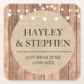 Onderzetters Burlap Lights Rustic Wedding Party (Voorkant)