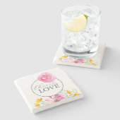 Onderzetters Cheers Roze Bloemen Bruiloft Thema (Zijkant)