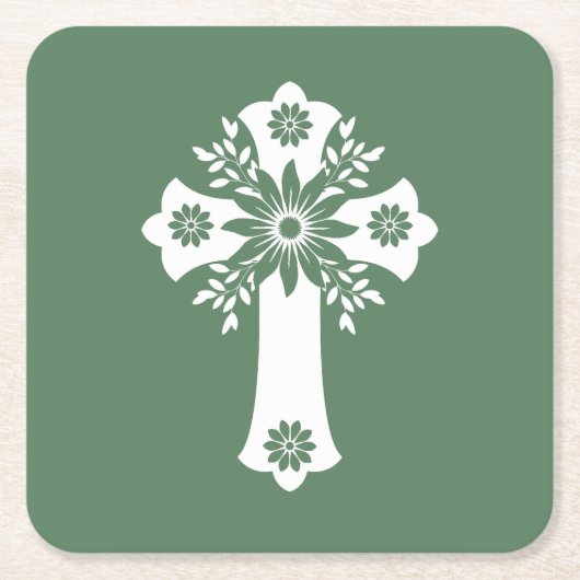 Onderzetters Floral Cross Fern Green (Voorkant)