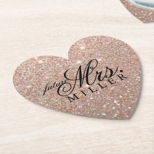 Onderzetters - Glitter Heart Fab future Mrs Roos G (Gekanteld)