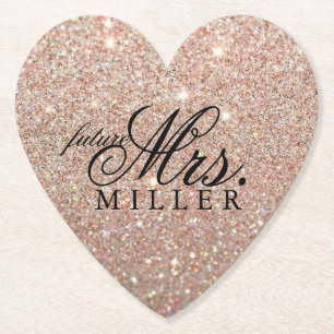 Onderzetters - Glitter Heart Fab future Mrs Roos G