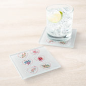 Onderzetters Harten met bloemen (Schuin)