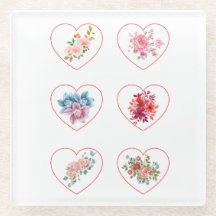 Onderzetters Harten met bloemen