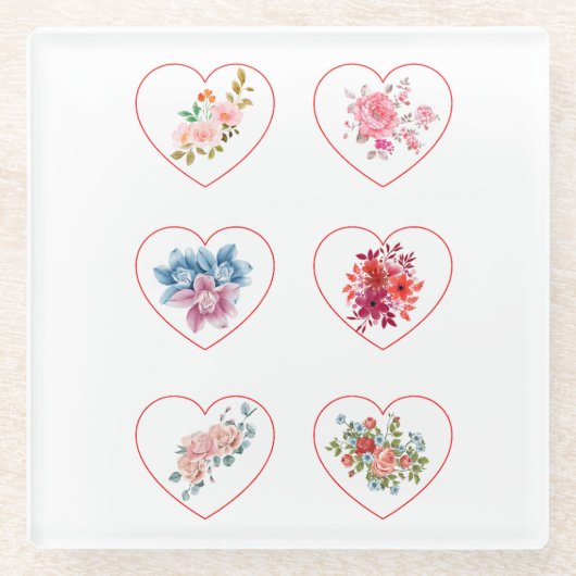 Onderzetters Harten met bloemen (Voorkant)