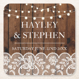 Onderzetters Houten Kant Lights Rustieke Wedding P