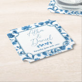 Onderzetters Huwelijk Chintz Blauw & Wit Bloemen D (Gekanteld)