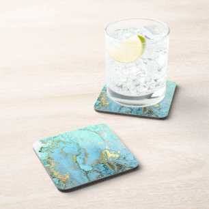 Onderzetters - Licht blauw marmer-effect Gold Vein