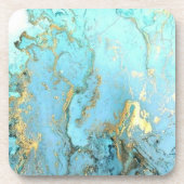 Onderzetters - Licht blauw marmer-effect Gold Vein (Voorkant)