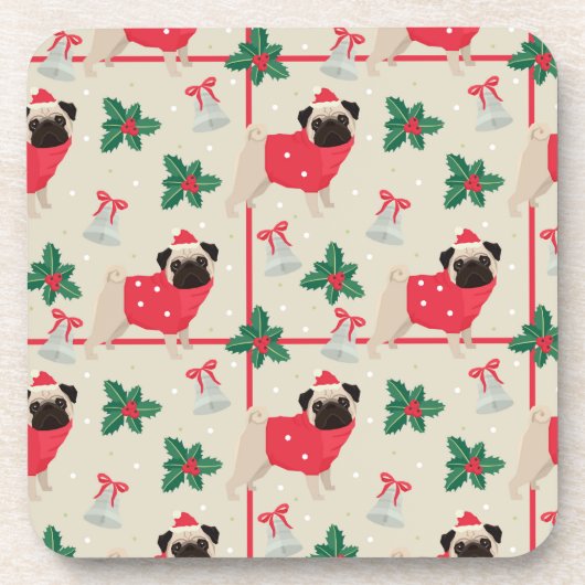 Onderzetters met kerst met puggy-kerst (Voorkant)