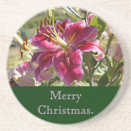 Onderzetters met kerstaandsteen voor de kerst Roze (Voorkant)