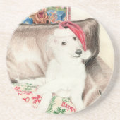 Onderzetters met kerstinkt-windhond (Voorkant)