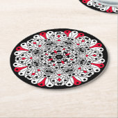 Onderzetters met rode, zwarte en witte mandala (Gebogen)