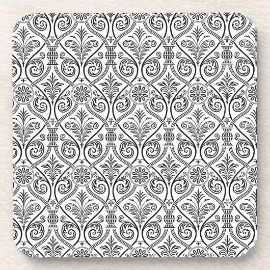 Onderzetters met zwarte en witte Damask Cork (Voorkant)