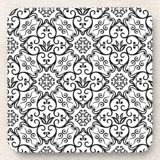 Onderzetters met zwarte en witte Damask Cork (Voorkant)