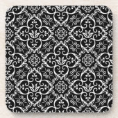 Onderzetters met zwarte en witte Damask Cork (Voorkant)