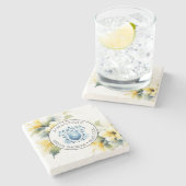 Onderzetters monogram bloemenbruiloft thema (Zijkant)