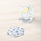 Onderzetters Navy Blue Seashell Pattern (Insitu)