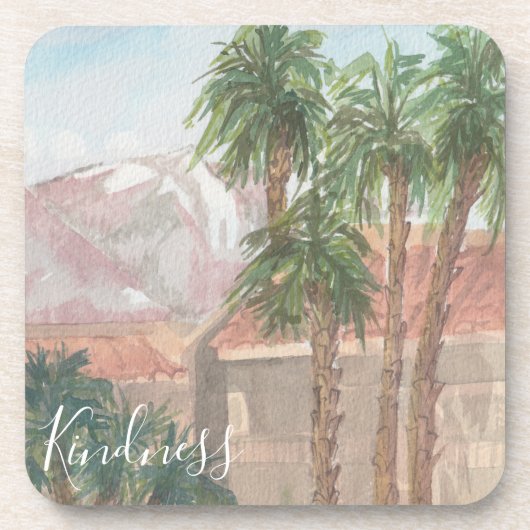Onderzetters "Palm Springs Waterverf Sketch" (Voorkant)