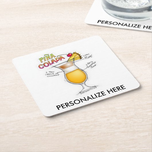 Onderzetters PAPIER - PINA COLADA RECIPE COCKTAIL (Schuin)