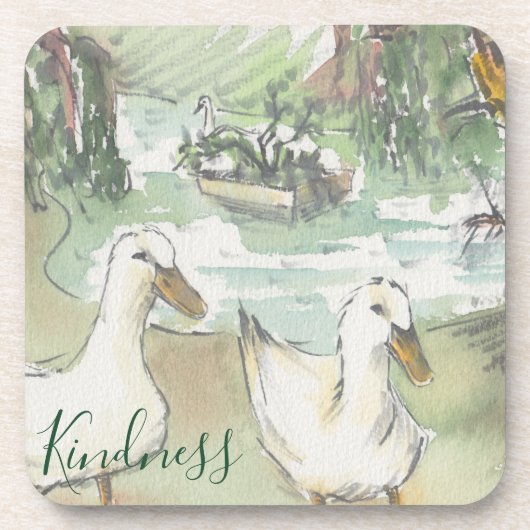 Onderzetters "Paris, Ducks Waterverf" (Voorkant)