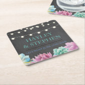 Onderzetters Pastels Succulents Rustic Wedding Par (Schuin)