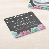 Onderzetters Pastels Succulents Rustiek Huwelijksf (Schuin)