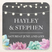 Onderzetters Pastels Succulents Rustiek Huwelijksf (Voorkant)