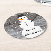 Onderzetters pulp board rustige kerst sneeuwman (Gebogen)