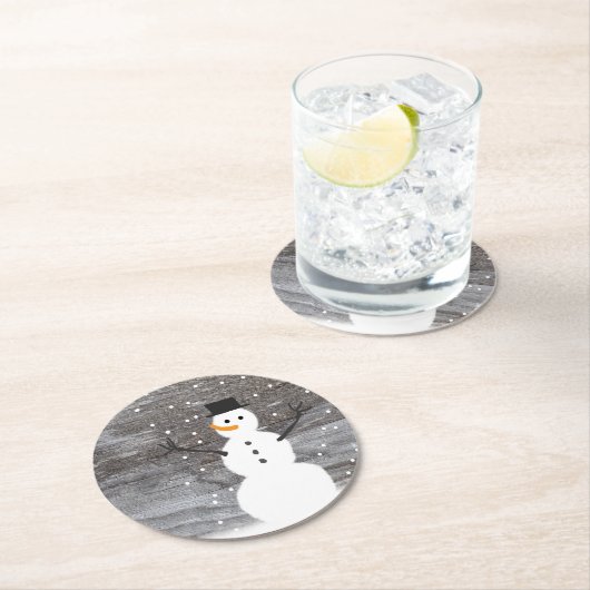 Onderzetters pulp board rustige kerstsneeuwman (Insitu)