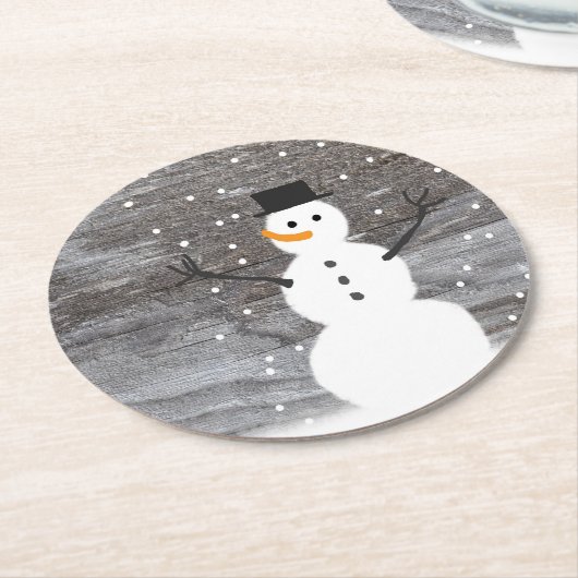Onderzetters pulp board rustige kerstsneeuwman (Gebogen)