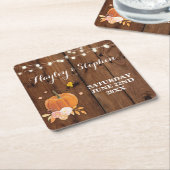 Onderzetters Rustiek Hout Pompoen Fall Wedding Par (Schuin)