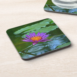 ONDERZETTERS/SET VAN 6 "PAARSE EN GOUDE LOTUS BLOS DRANKJES ONDERZETTER