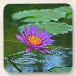 ONDERZETTERS/SET VAN 6 "PAARSE EN GOUDE LOTUS BLOS DRANKJES ONDERZETTER