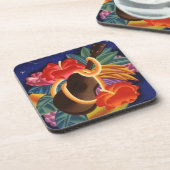 Onderzetters Tiki Bar Ukulele Hibiscus Tropische N (Linkerzijde)