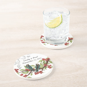 Onderzetters van blauwgroen en Burgundy  Torteldui