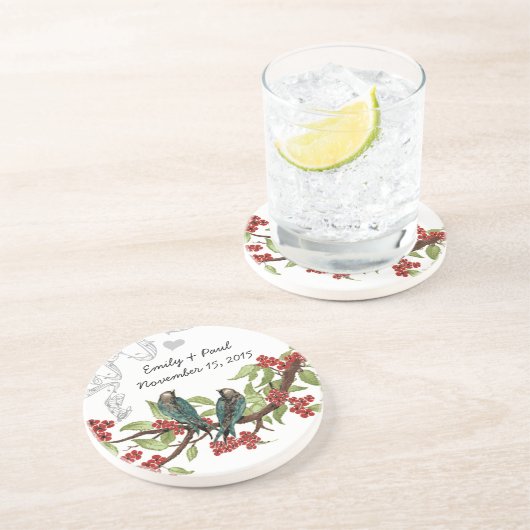 Onderzetters van blauwgroen en Burgundy  Torteldui (Zijkant)