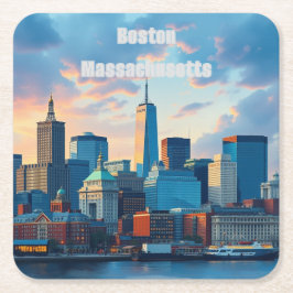 Onderzetters van Boston Massachusetts Skyline Squa