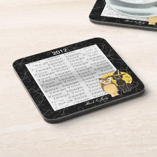 Onderzetters van Cat & Owl Halloween Wedding (Linkerzijde)