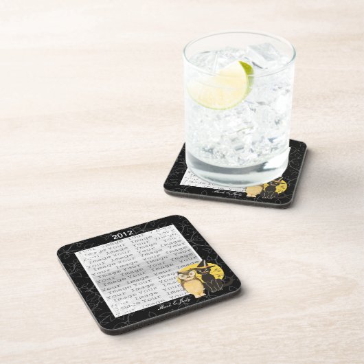 Onderzetters van Cat & Owl Halloween Wedding (Rechterzijde)