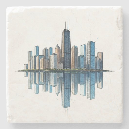 Onderzetters van Chicago Skyline (Voorkant)