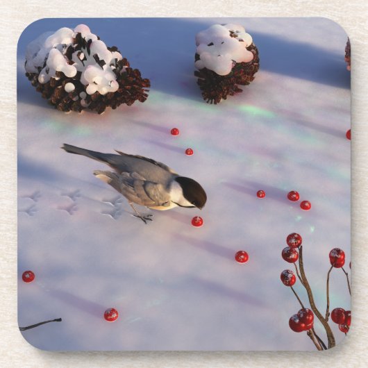 Onderzetters van Chickadee Winter Cork (Voorkant)