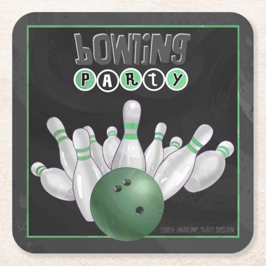 Onderzetters van Cool Green Bowling Party (Voorkant)