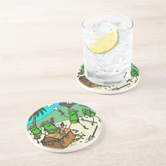 Onderzetters van de groene "Pirate Party" (Zijkant)