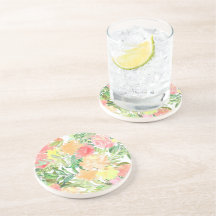 Onderzetters van de zomerdeeg oranje en roze bloem